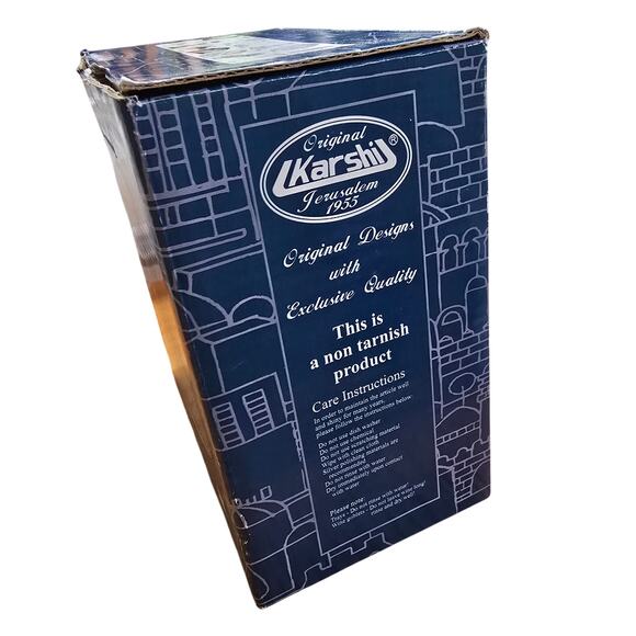 Vintage Karshi Silver Tone Jerusalem Kiddush Cup Goblet / Saucer - Picture 2 of 9